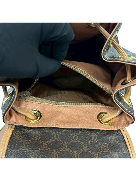 Celine Vintage Macadam Blason Triomphe Pattern Logo Ring Leather Backpack Brown main image 4